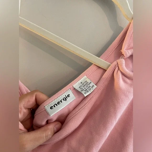 Vintage Energie Light Pink One Shoulder Tank with Built In Bra - Picture 3 of 4